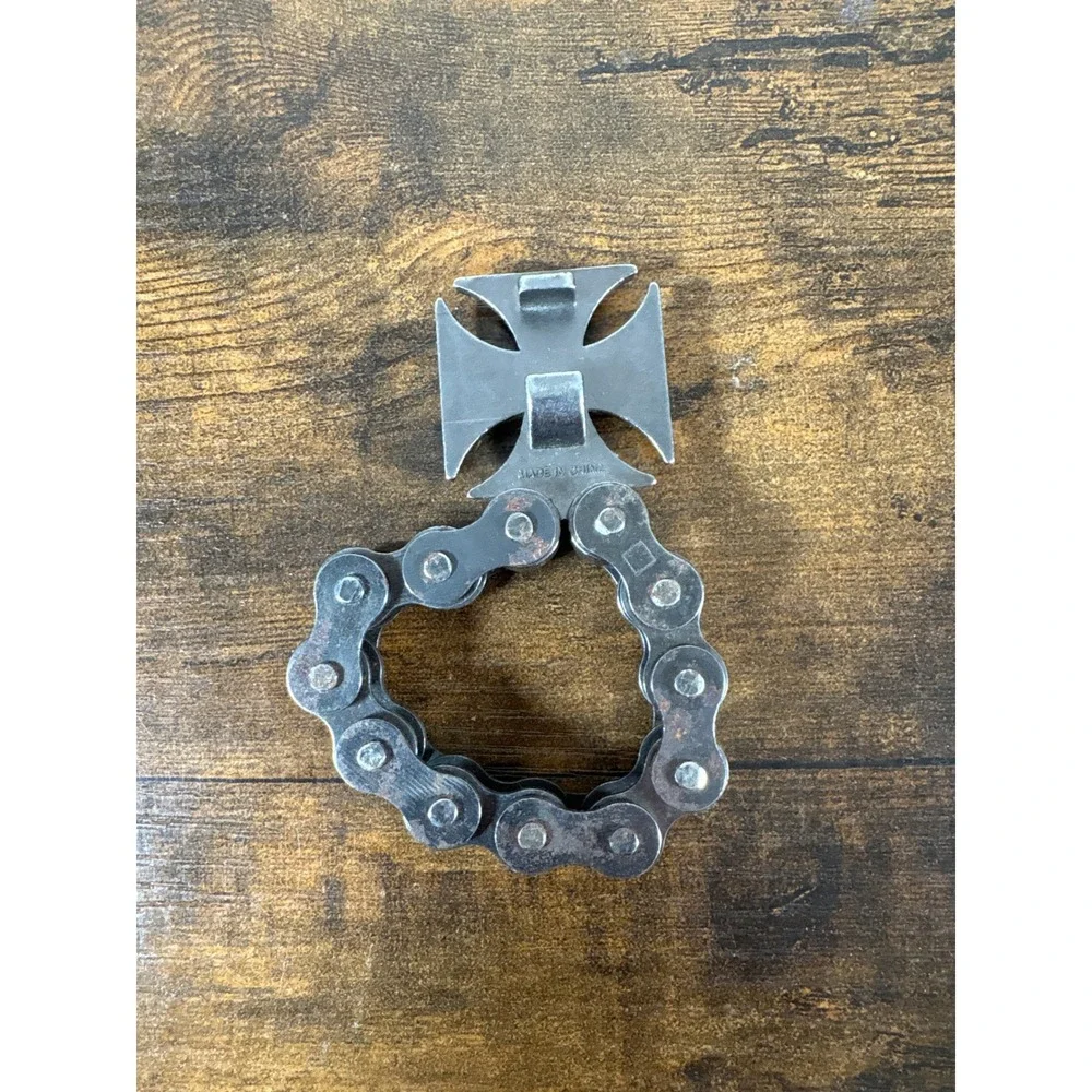 West Coast Choppers Iron Cross Roller Chain Belt Buckle Silver Biker Jesse James